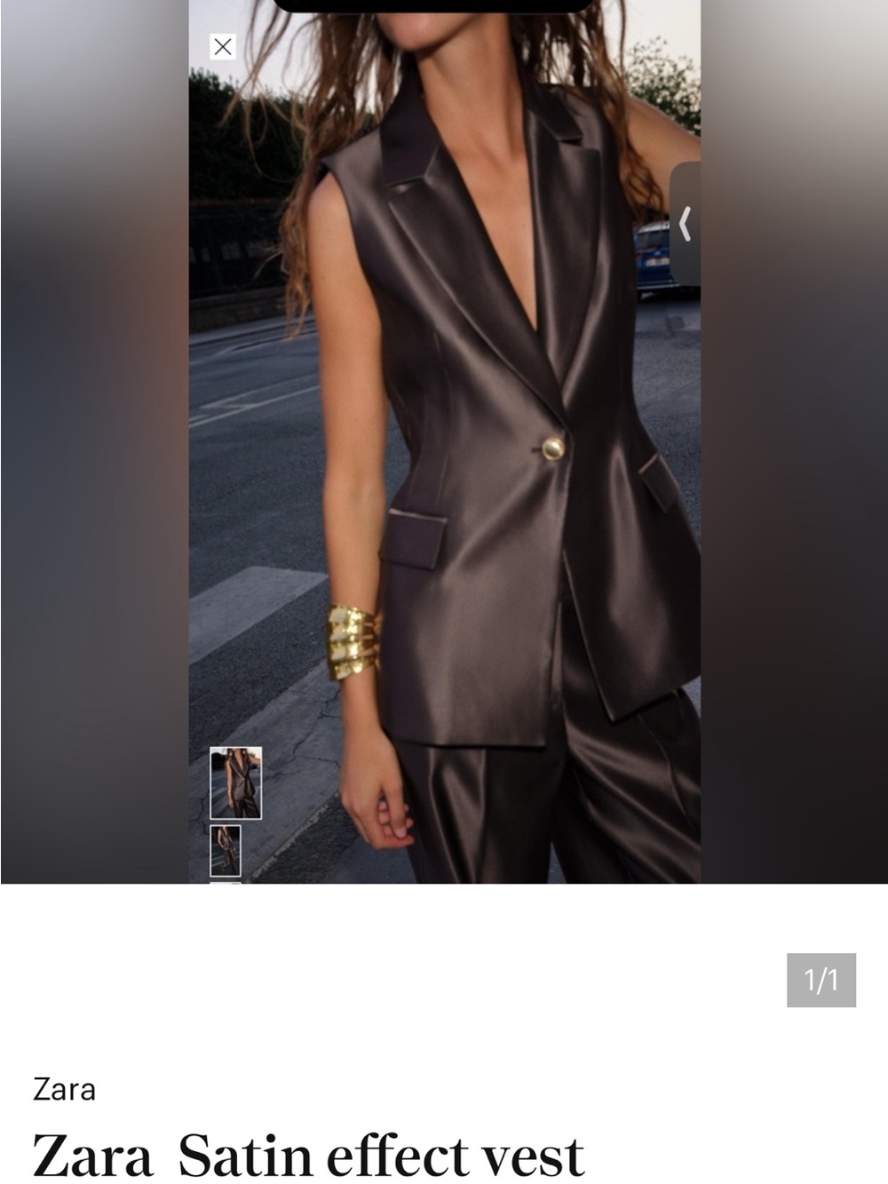 Zara Satin-Effect Sleeveless Vest in Dark Brown